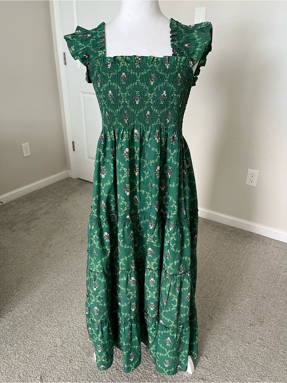 Like New Hill House Ellie Nap Dress in Emerald Trellis Size XS - Picture 4 of 11